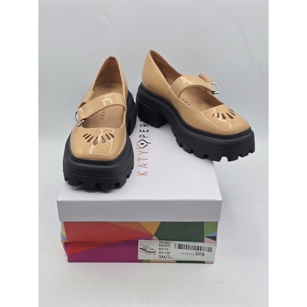 Katy Perry Women's Geli Combat Mary Jane Shoes Size 5M Biscotti Color NWOB